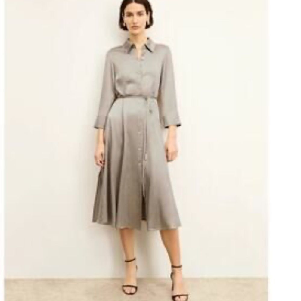 MM Lafleur Silk Champagne Midi Dress XL